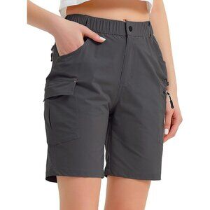 Nomolen Women's Hiking Cargo Shorts with Zipper Pockets UPF 50+ Brown Size L